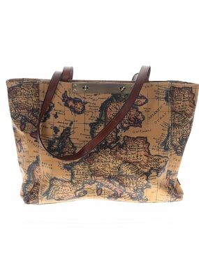 Patricia Nash Leather Handbags Cameley Tote Brown European Map